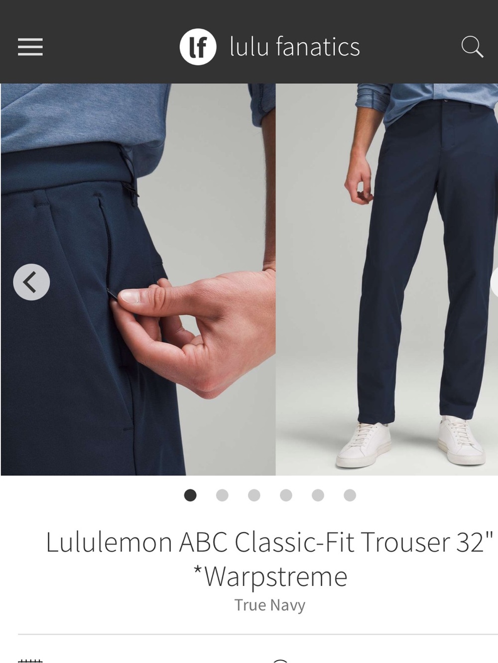 189-$35 *FREE SHIP* Lululemon ABC Classic-Fit Trouser True Navy size 32 x 28”